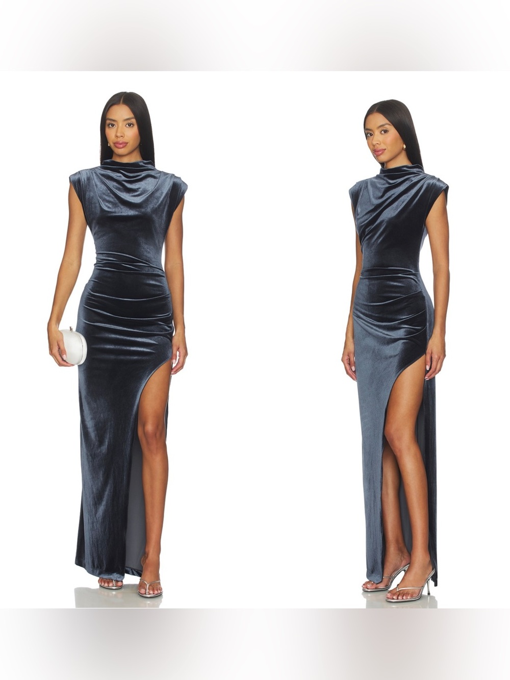 NEW Amanda Uprichard Biella velvet gown in Slate